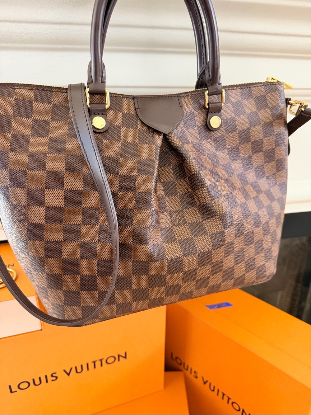 Louis Vuitton Damier Ebene Checker Satchel in Brown - Picture 9 of 9